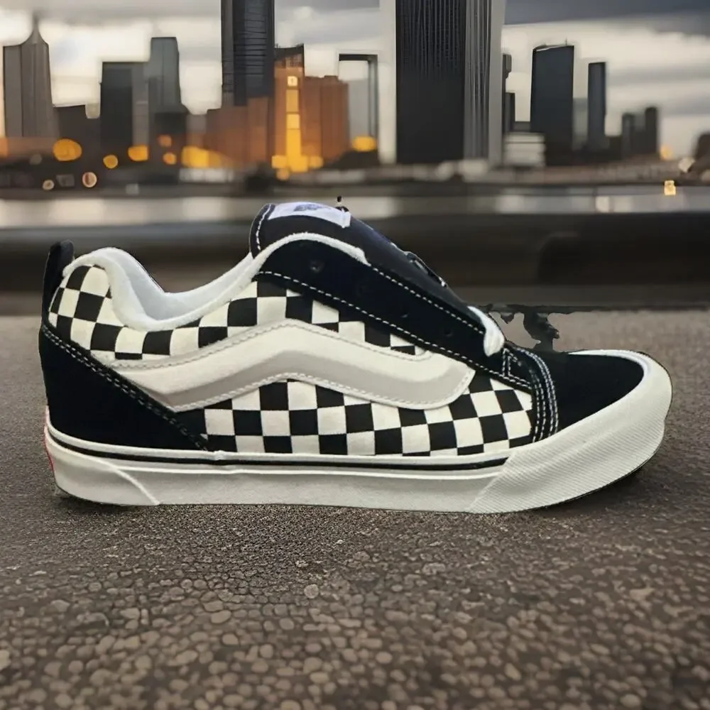 New Women's Size 8 Vans Knu Skool Checkered VN000D2TBPB Kids Size 7Y